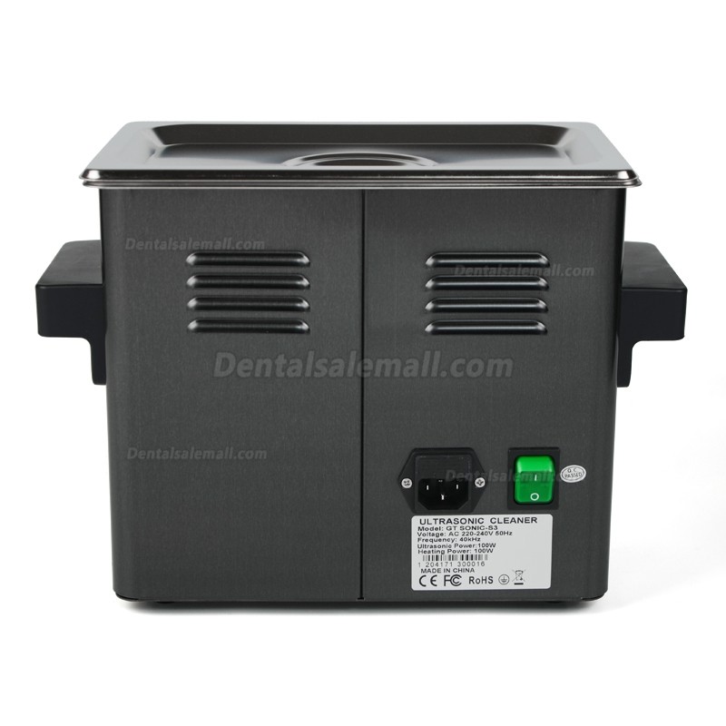 GT SONIC S-Series 2-9L Touch Panel Benchtop Ultrasonic Cleaner Titanium Black Mirror Stainless Steel